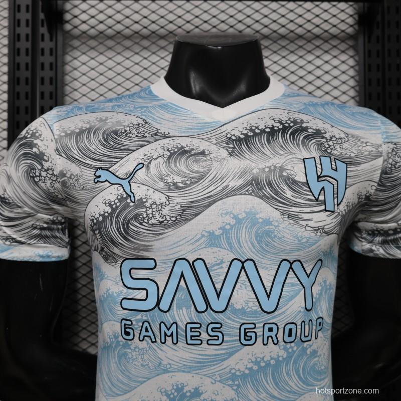 Player Version 26/27 Al-Hilal SFC White & Blue Hokusai Wave Print Special Edition Away Jersey