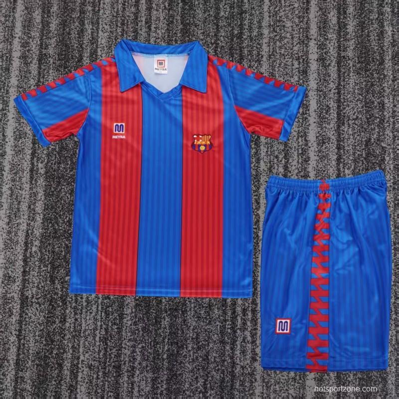 Retro 1989/92 Kids FC Barcelona Blue & Red Stripe Home Jersey