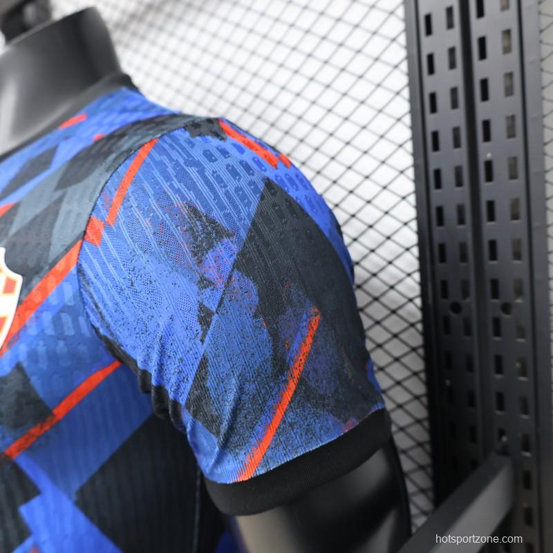 Player Version 2026 Croatia Third Special Edition Blue with Abstract Geometric Brushstroke Pattern Jersey