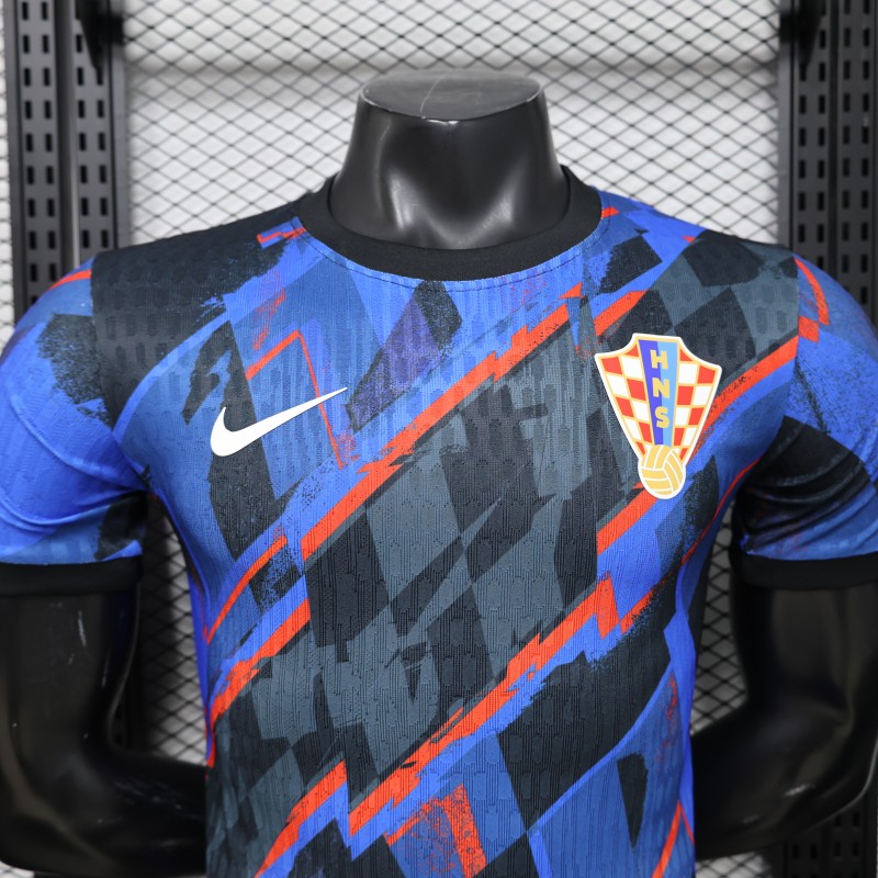 Player Version 2026 Croatia Third Special Edition Blue with Abstract Geometric Brushstroke Pattern Jersey