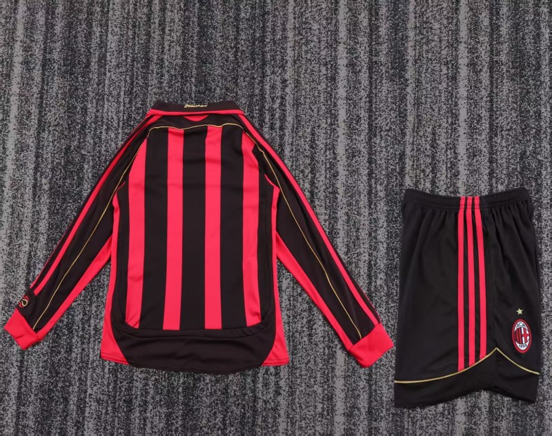 Retro Kids 06/07 AC Milan Home Long Sleeve Jersey