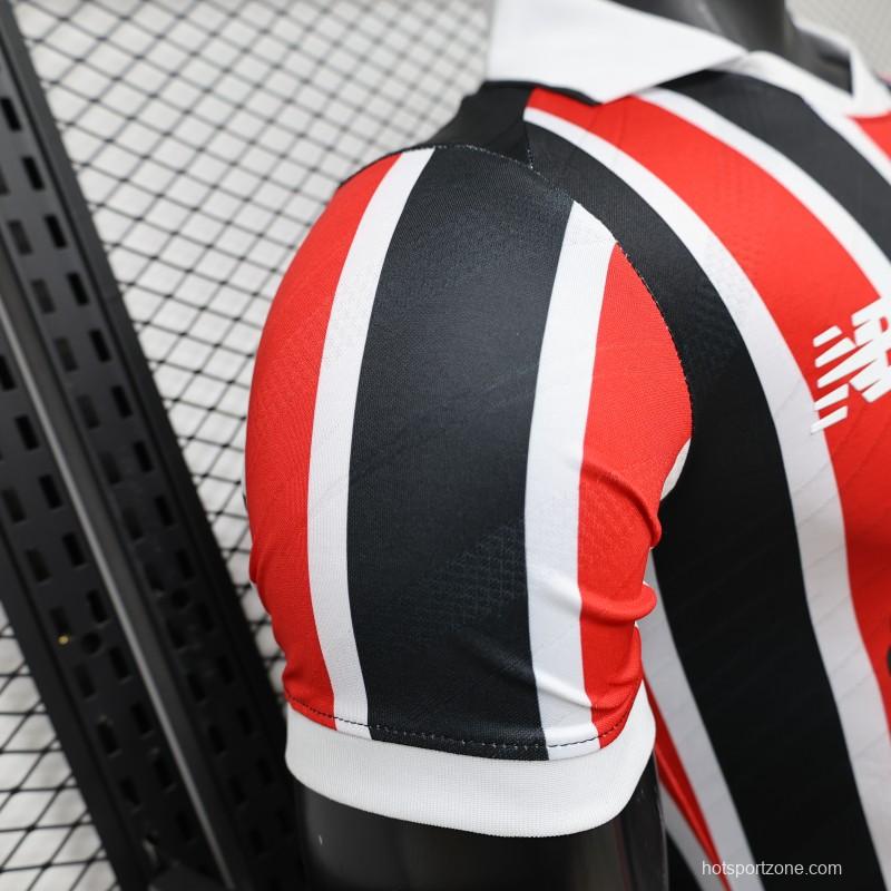 Player Version 26/27 São Paulo FC Away Red & Black Stripe  With White Collar Jersey