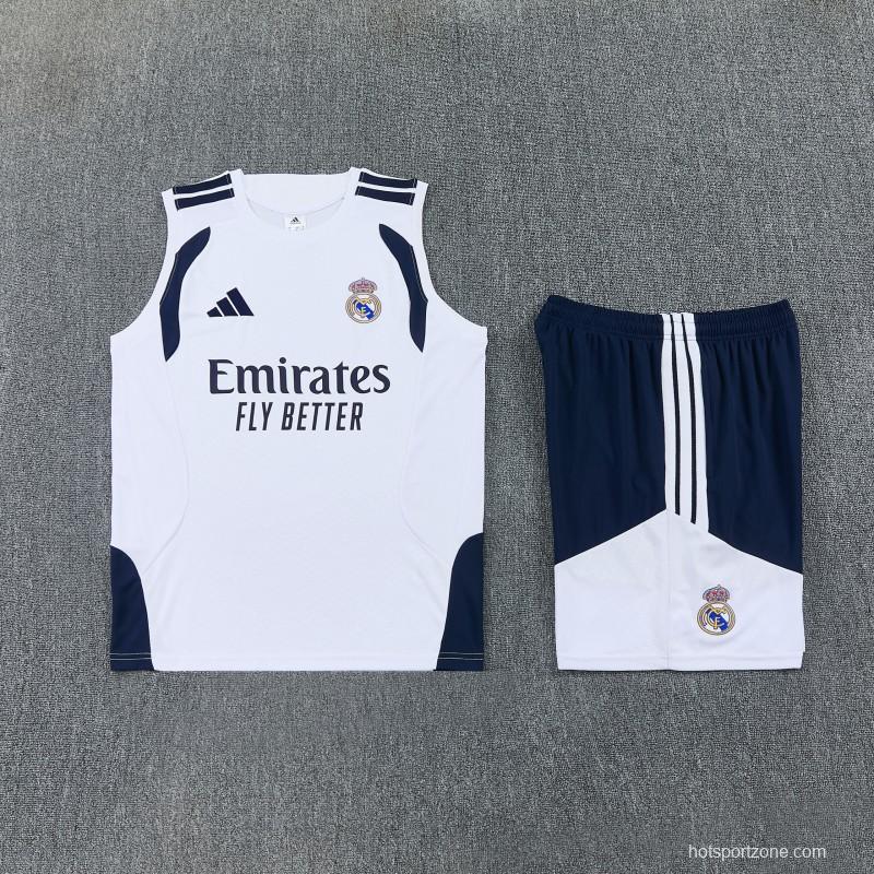 26/27 Real Madrid  White Sleeveless Vest Tracksuit + Short Pants