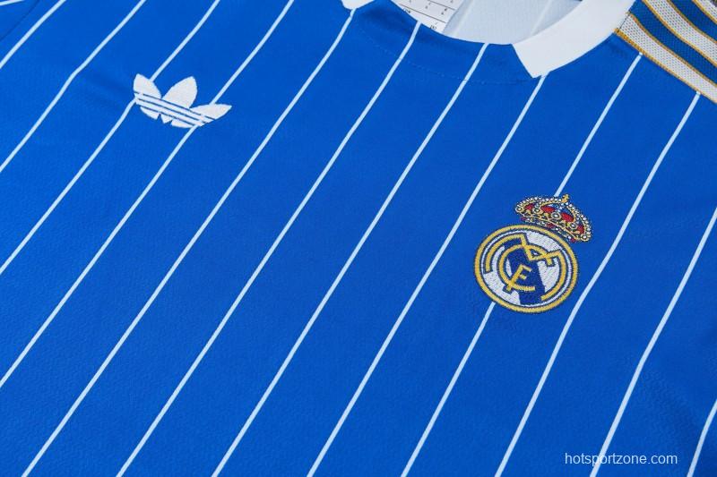 26/27 Real Madrid Blue Short Sleeve Tracksuit + Long Pants