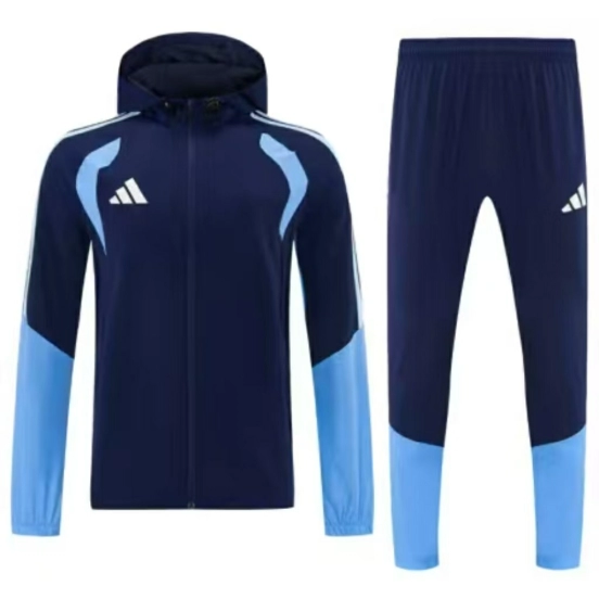 26/27 Adidas  Navy Blue Full Zipper Hooded  Windbreaker  Jacket Tracksuit + Long Pants