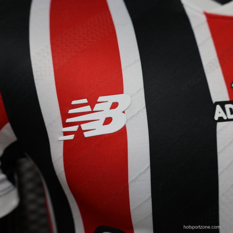 Player Version 26/27 São Paulo FC Away Red & Black Stripe  With White Collar Jersey