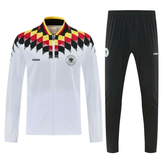 2026 Germany  White  Full Zipper Jacket Tracksuit + Black Long Pants