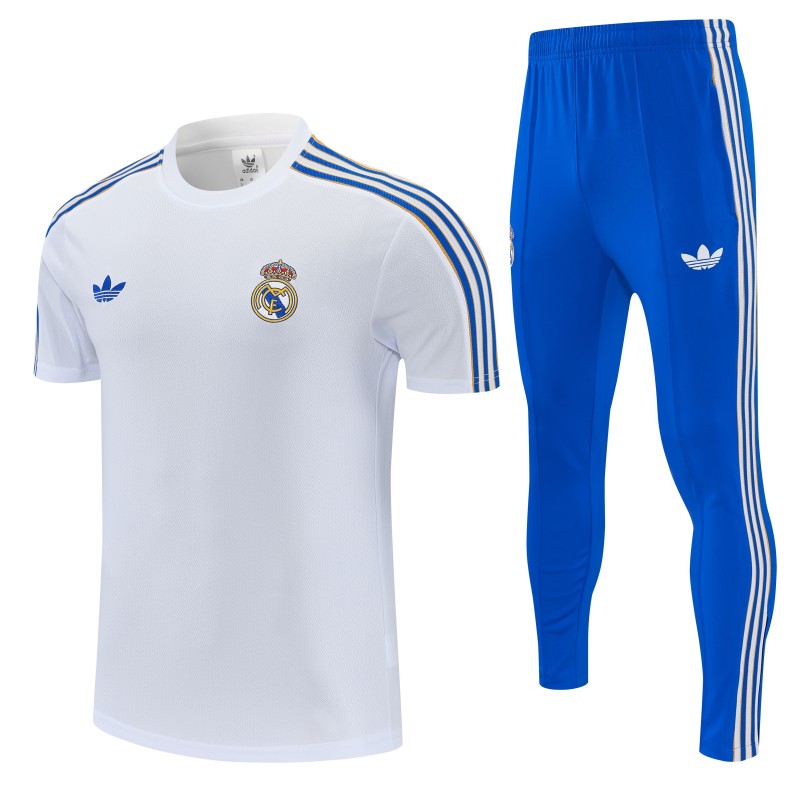 26/27 Real Madrid White Short Sleeve Tracksuit + Long Pants