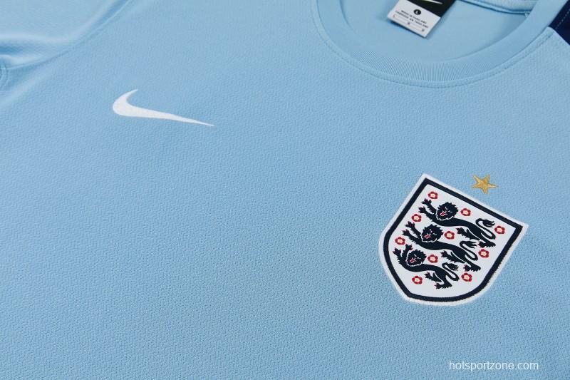 2026 England Sky Blue Short Sleeve + Navy Blue Soccer Shorts