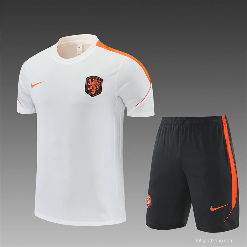 26/27  Netherlands Home White Short Sleeve + Soccer Shorts