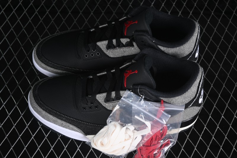 Levi's x Air Jordan 3 Retro 'Black Denim' Sneakers with Layered Washed Denim Upper - IR0914-400