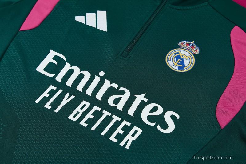 26/27 Real Madrid Dark Green Half Zipper Jacket Tracksuit + Long Pants