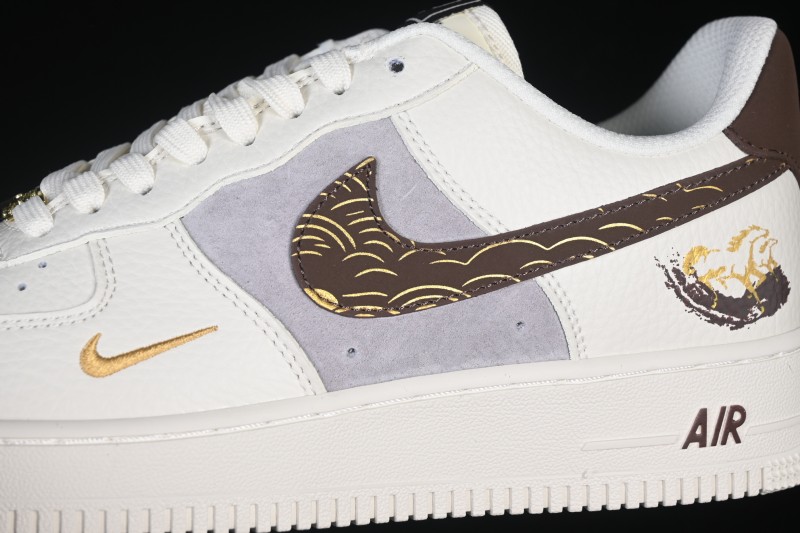 Nike Air Force 1 '07 Low Chinese New Year Year of the Horse Edition Brown and Gold Accents Low-Top Casual Sneakers - FQ7637-001