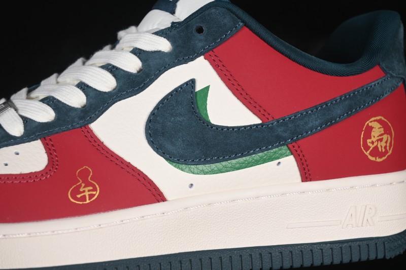 Nike Air Force 1 '07 Low Casual Sneakers with Red Black White Contrasting Colors - HT5088-622