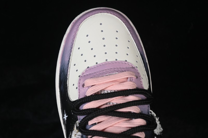 Nike Air Force 1 '07 Low Hand-Painted Graffiti Sneakers with Midnight Starburst Design - FJ7740-170