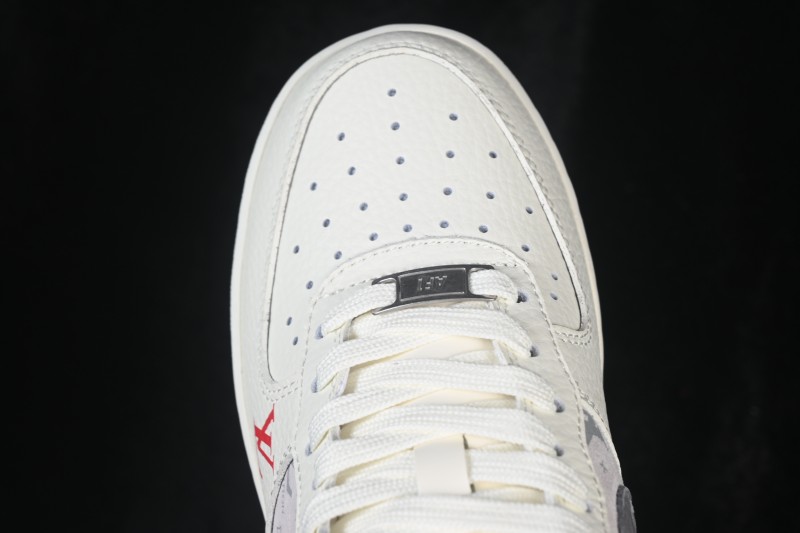 Nike Air Force 1 '07 Low Casual Sneakers with Full-Length Air Cushion and Classic White-Red Design - HS6188-134