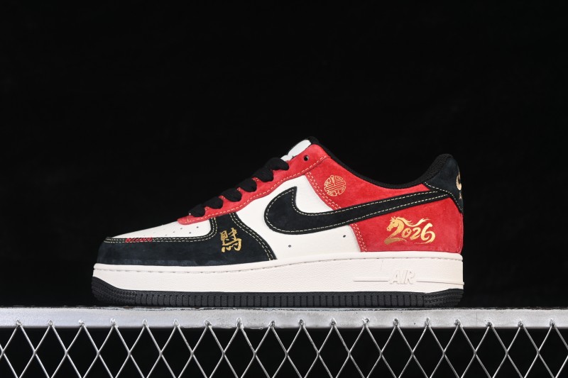 Nike Air Force 1'07 Low Year of the Horse Limited Edition Black Red Colorway Low-Top Casual Skateboarding Shoes - QW5288-131