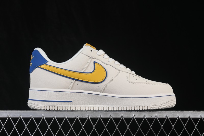 Nike Air Force 1 '07 Low Basketball Shoes with Yellow-Blue Color Blocking - FV3694-112