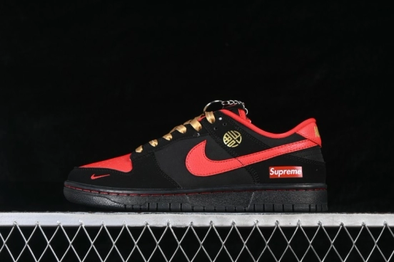 Nike SB Dunk Low Black Red Contrast Custom Low-Top Casual Skateboarding Shoes - NH0601-488