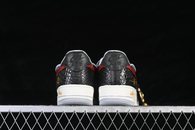 Nike Air Force 1 '07 Low Ink Pattern Fortune Hand-Painted Sneakers with Ma Year National Style Limited Edition - DX2697-111