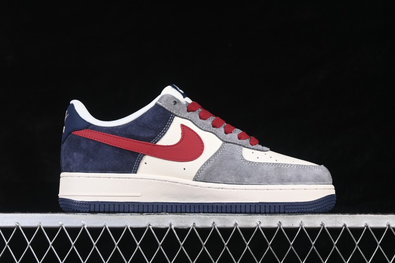 Nike Air Force 1 '07 Low Basketball Sneakers with Red and Navy Contrast - JP2026-153