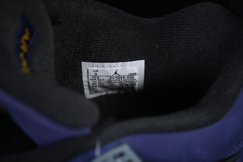 Nike Air Jordan 4 Retro "Lakers" Basketball Shoes with Premium Leather and Purple-Gold Colorway - FV5029-500