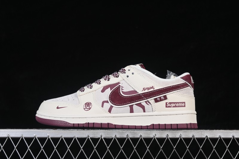 Nike SB Dunk Low Premium Casual Skateboarding Shoes with Red and White Color Blocking - DN3168-011