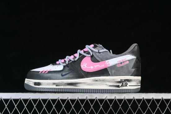 Nike Air Force 1 '07 Low Casual Sneakers with Gray-Pink Lucky Charm Design - YD2425-880