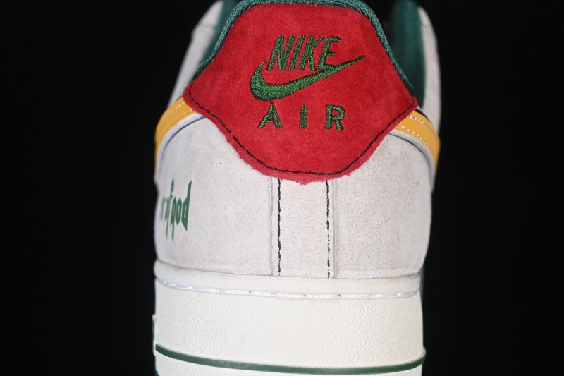 Nike Air Force 1 '07 Low Casual Sneakers with Grey-Green Accents and Full-Length Air Cushion - SY1388-025