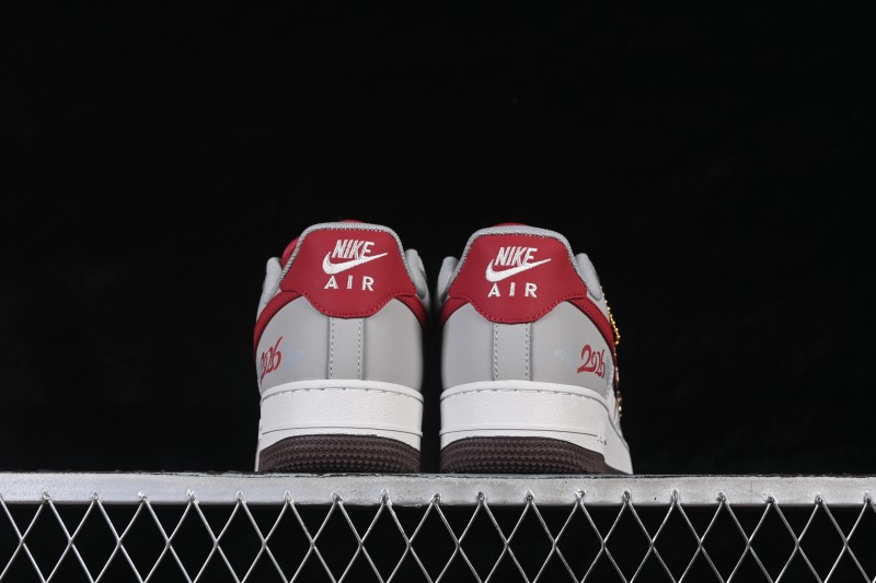 Nike Air Force 1 '07 Low Basketball Shoes with Red-Grey Contrast Design - HT5088-621