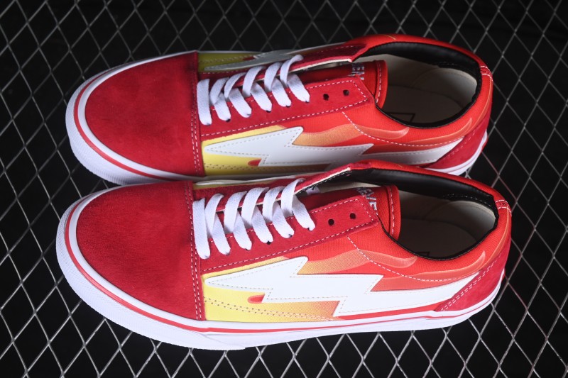 Revenge x Storm Old Skool Lightning Low-Top Skate Shoes Red Flame