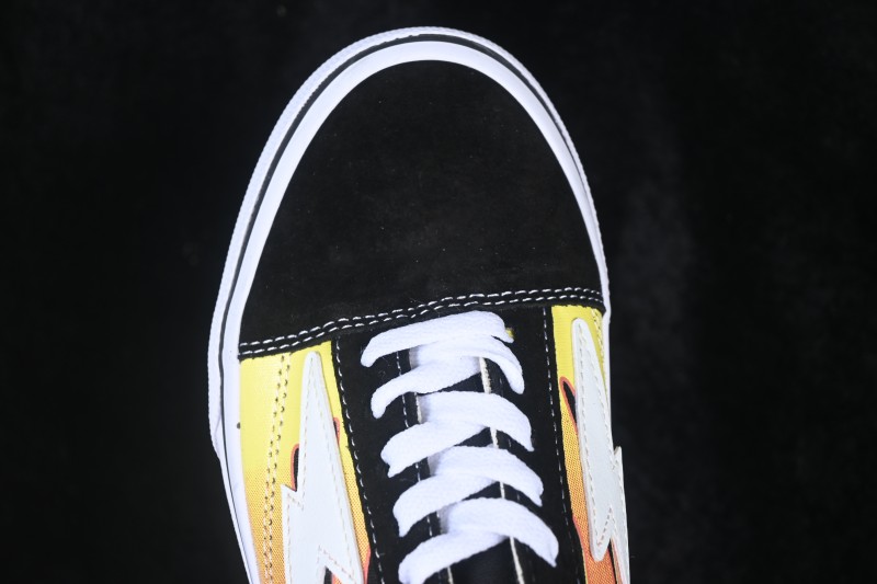 Revenge x Storm Old Skool Lightning Low-Top Casual Skate Shoes Black Flame - M.C3