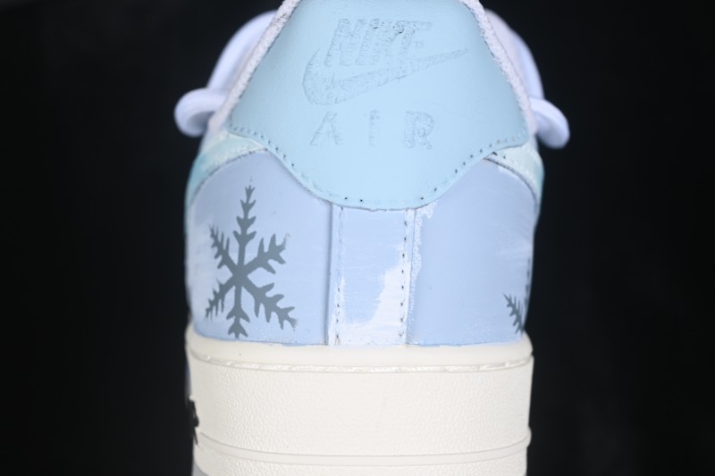 Nike Air Force 1 '07 Low Icefield Snowfall Hand-Painted Sneakers with Frosted Snowflake Design - DO7417-199