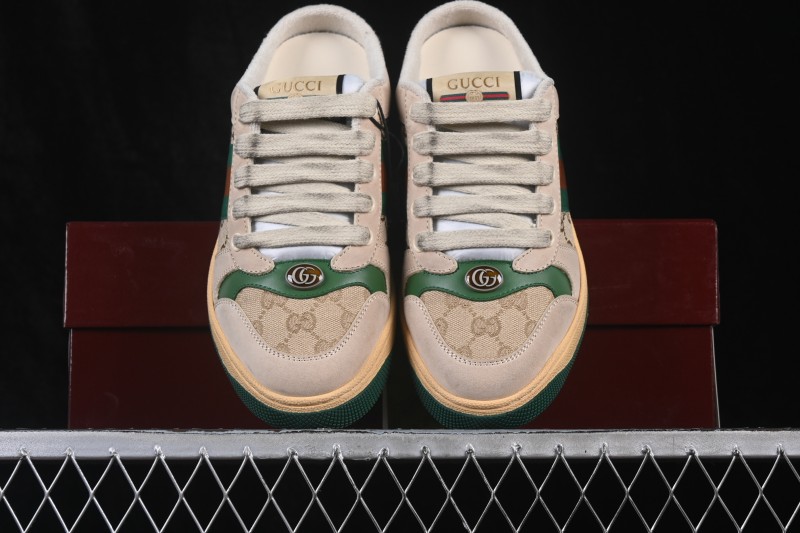 Gucci Screener Sneaker Pearl GG Pattern Flat Slipper Mule Shoes - 0YIA05380