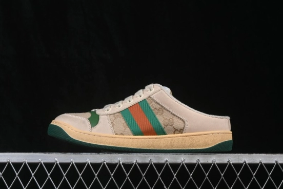 Gucci Screener Sneaker Pearl GG Pattern Flat Slipper Mule Shoes - 0YIA05380