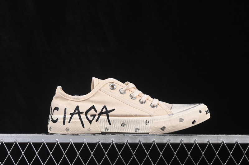 Balenciaga Paris Low Top Lace-Up Sneakers with Distressed Finish - W3RR59010