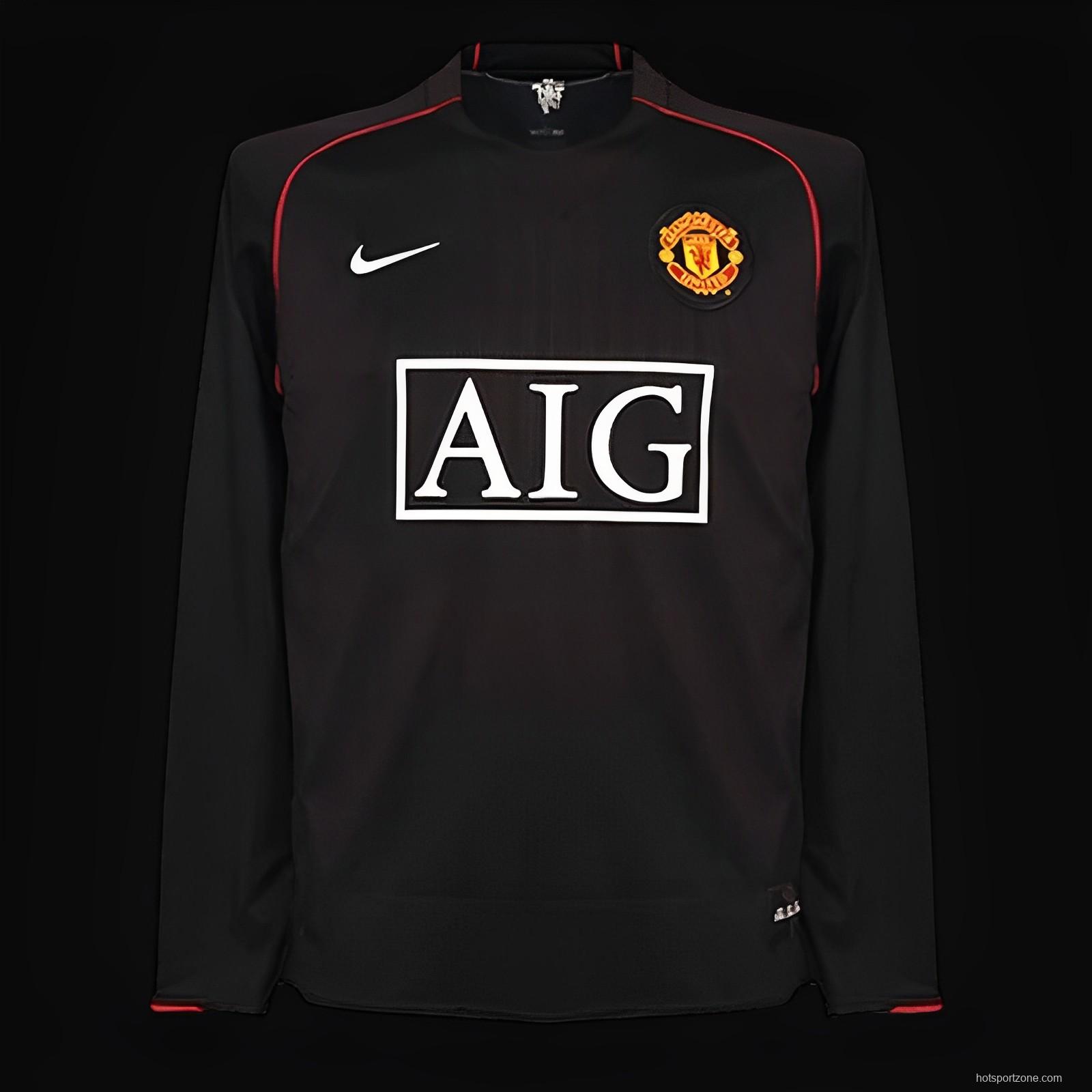 Retro 07/08 Manchester United Away Black Long Sleeve Jersey