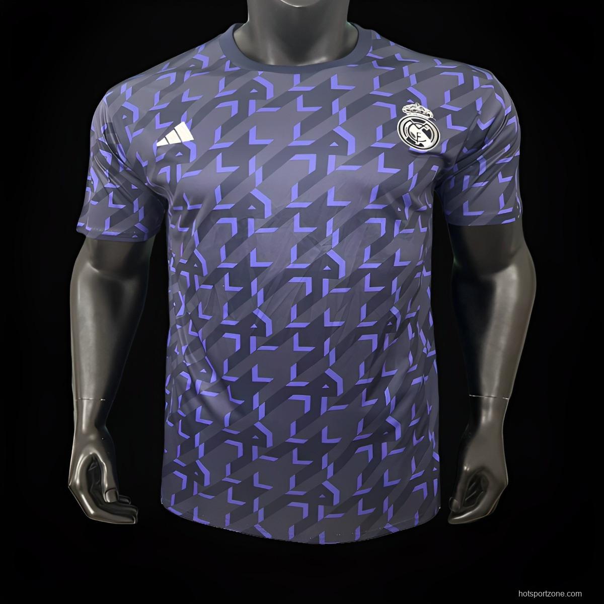 23/24 Real Madrid Pre-Match Navy Grid Jersey