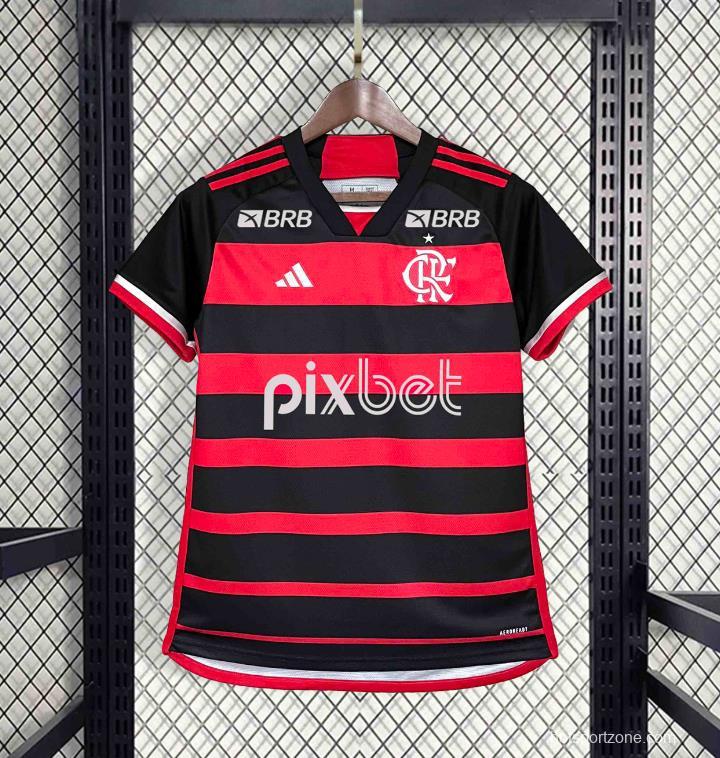 24/25 Women Flamengo Home Jersey With All Sponsor