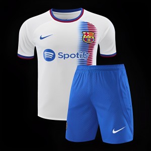 23/24 Barcelona White Short Sleeve Jeresy+Shorts