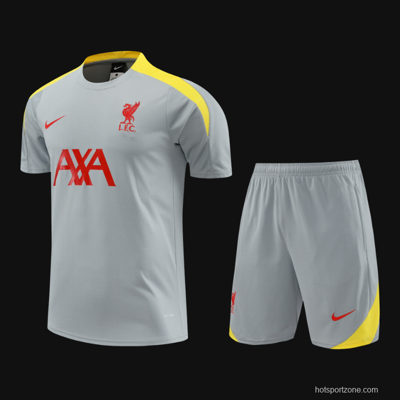 24/25 Liverpool Grey Short Sleeve Jeresy+Shorts