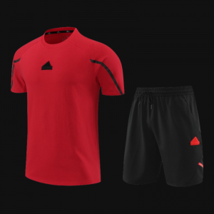 23/24 Adidas Red Cotton Short Sleeve Jersey+Shorts