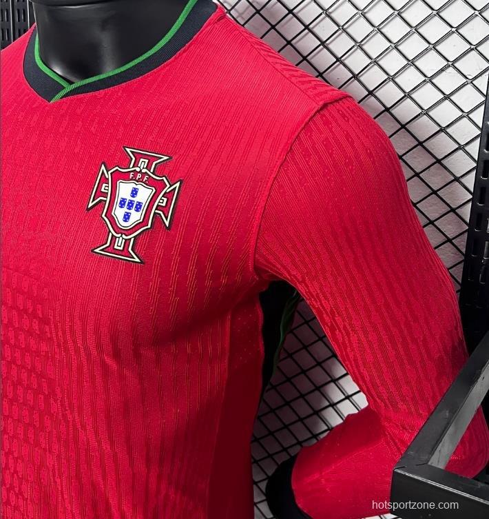 Player Version 2024 Portugal Home Long Sleeve Jersey