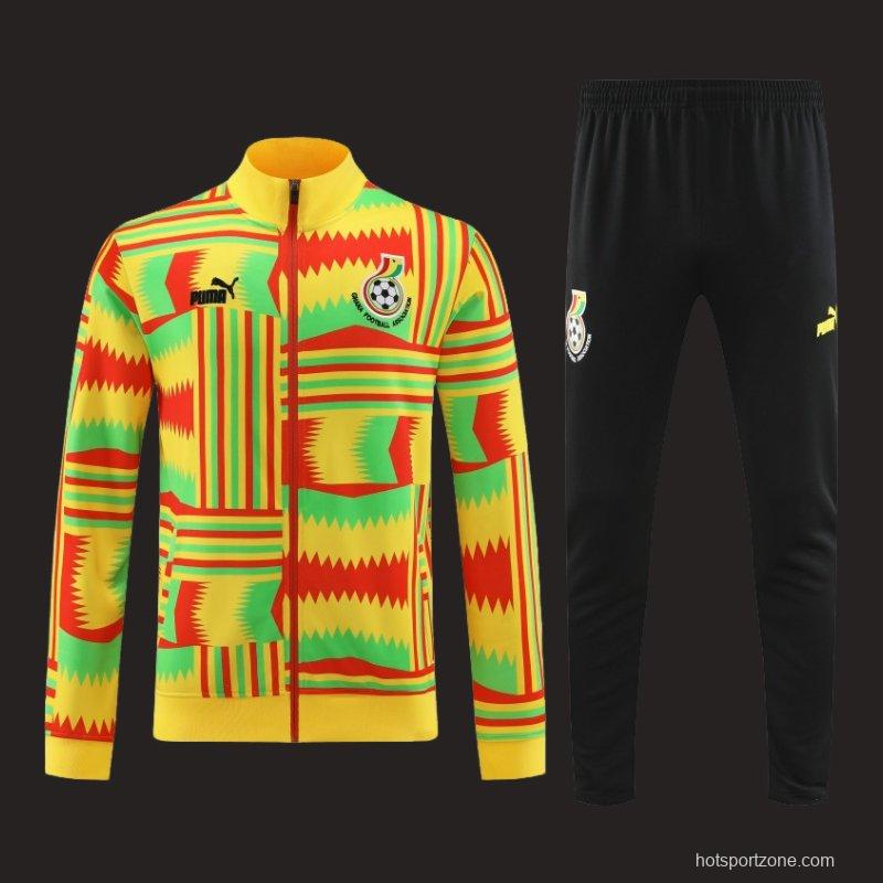 2024 Ghana Yellow  Full Zipper Hoodie Jacket+Pants