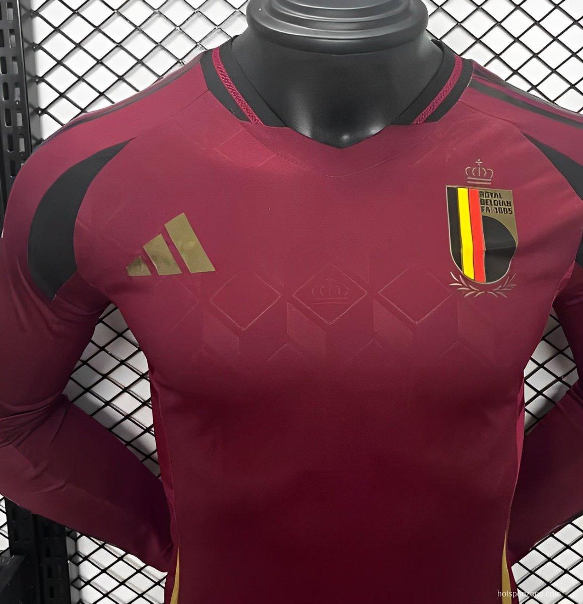 Player Version 2024 Belgium Home Sleeve Jersey