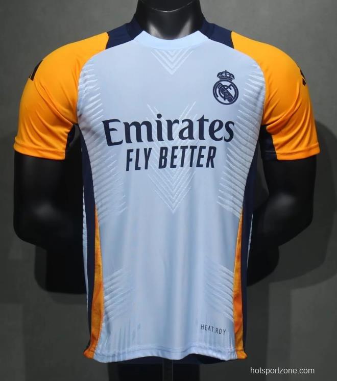 Player Version 24/25 Real Madrid Light Blue/Yellow Pre-Match Jersey