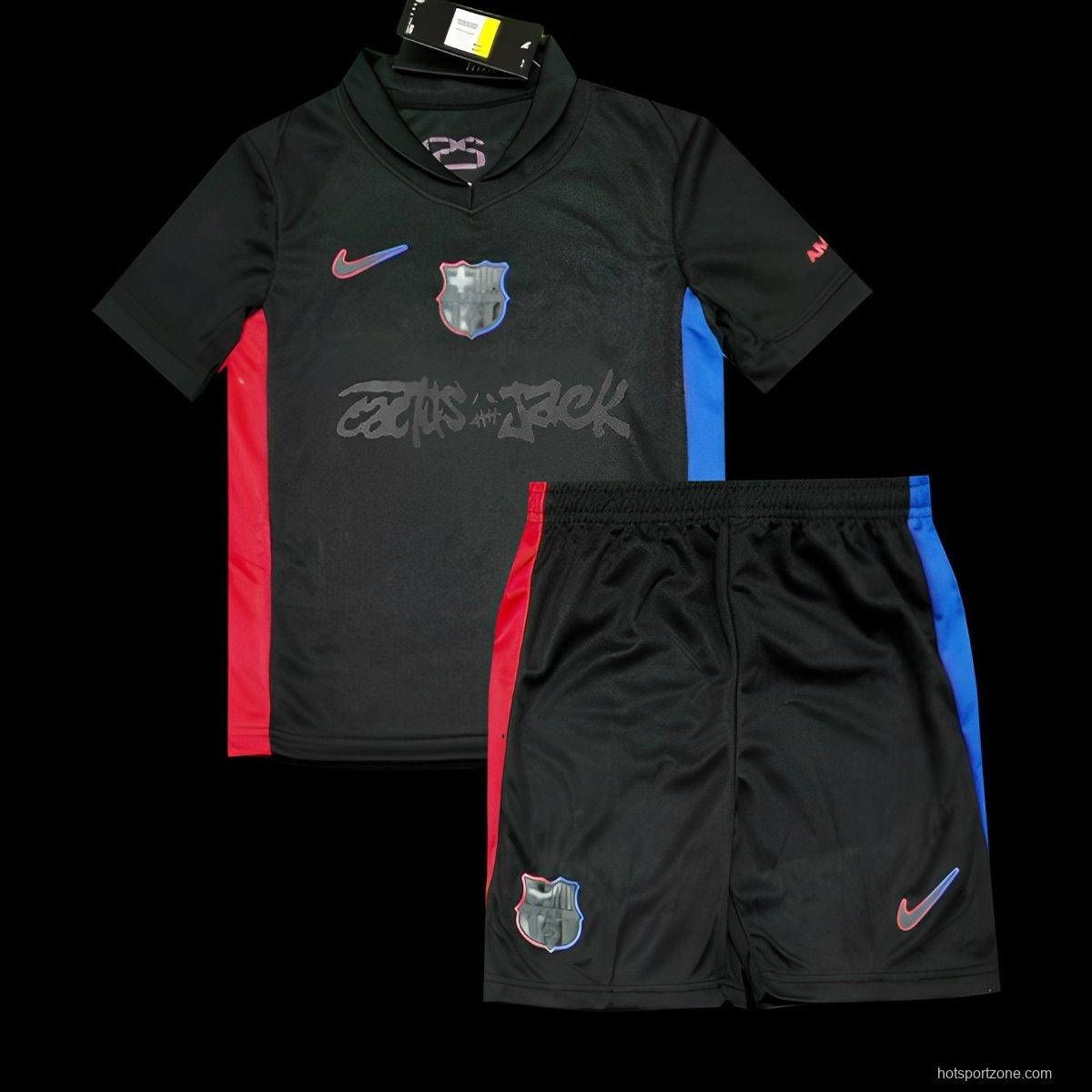 24/25 Kids Barcelona x Travis Scott Away Black Jersey