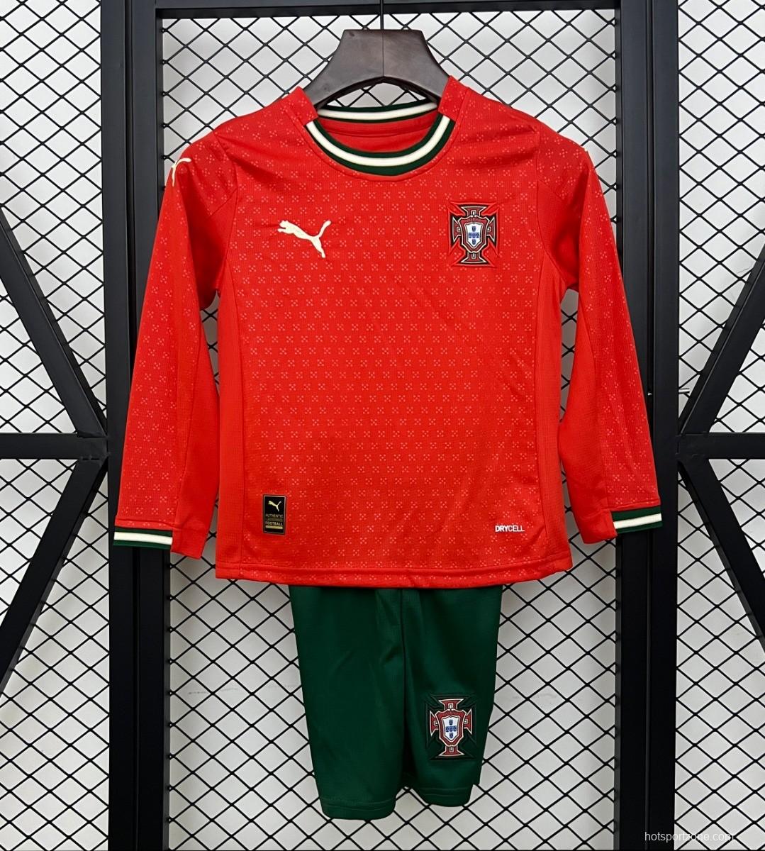 2025 Kids Portugal Home Long Sleeve Jersey