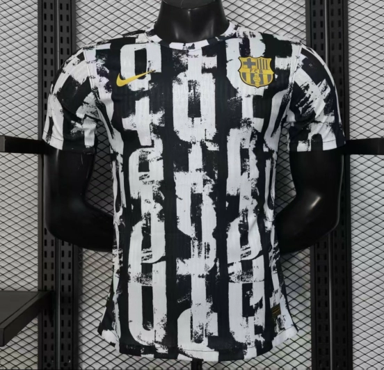 Player Version 25/26 Barcelona Black with Distressed Stripes Jersey