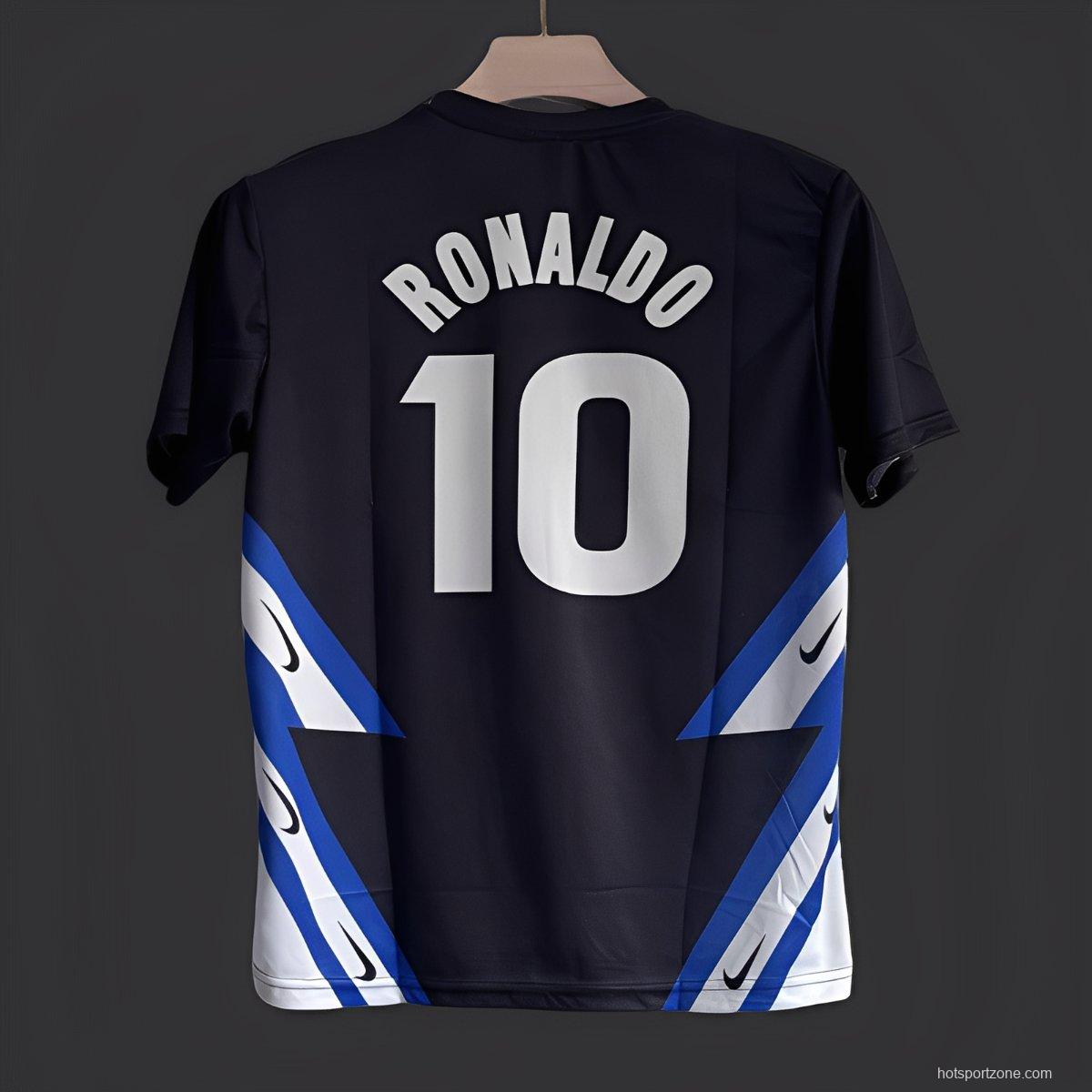 5/26 Inter Milan Black with Blue White Diagonal Stripes Jersey